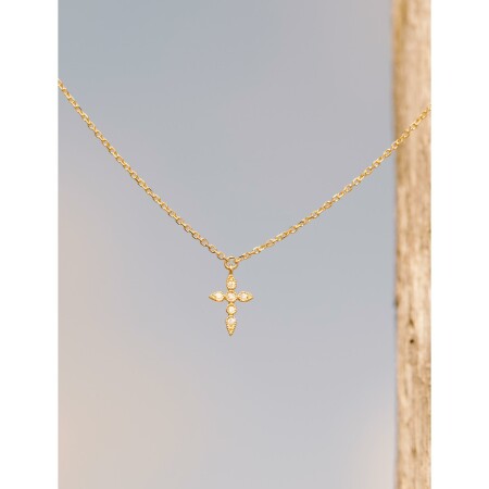 Collier Stone Paris Celeste en or jaune et diamants